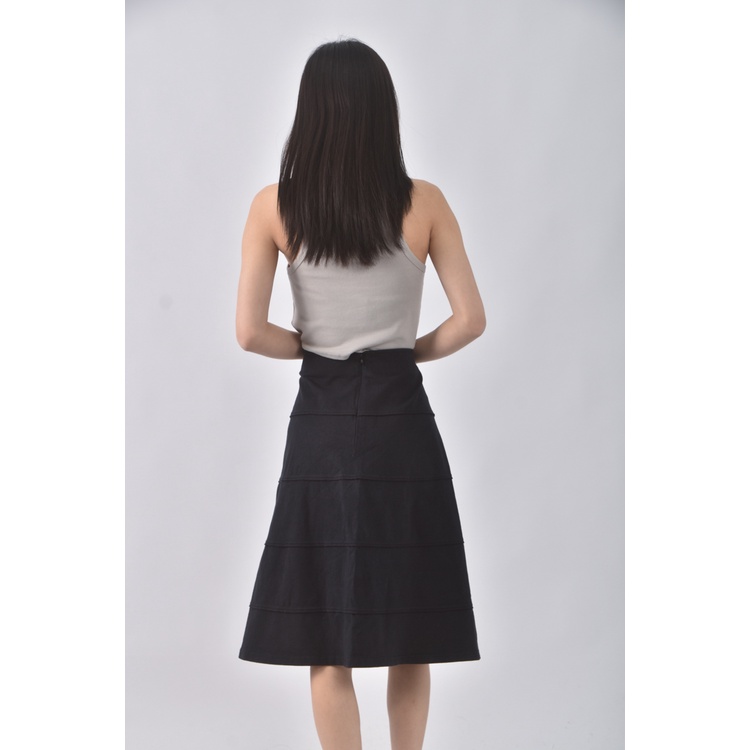 (L) monique質感棉質拼接藍色長裙二手衣, , large