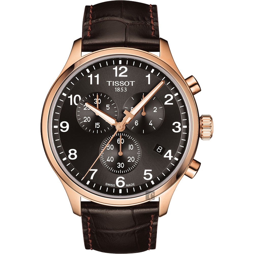 TISSOT天梭 韻馳系列 Chrono XL計時手錶-灰x玫塊金框/45mm T1166173605701, , large