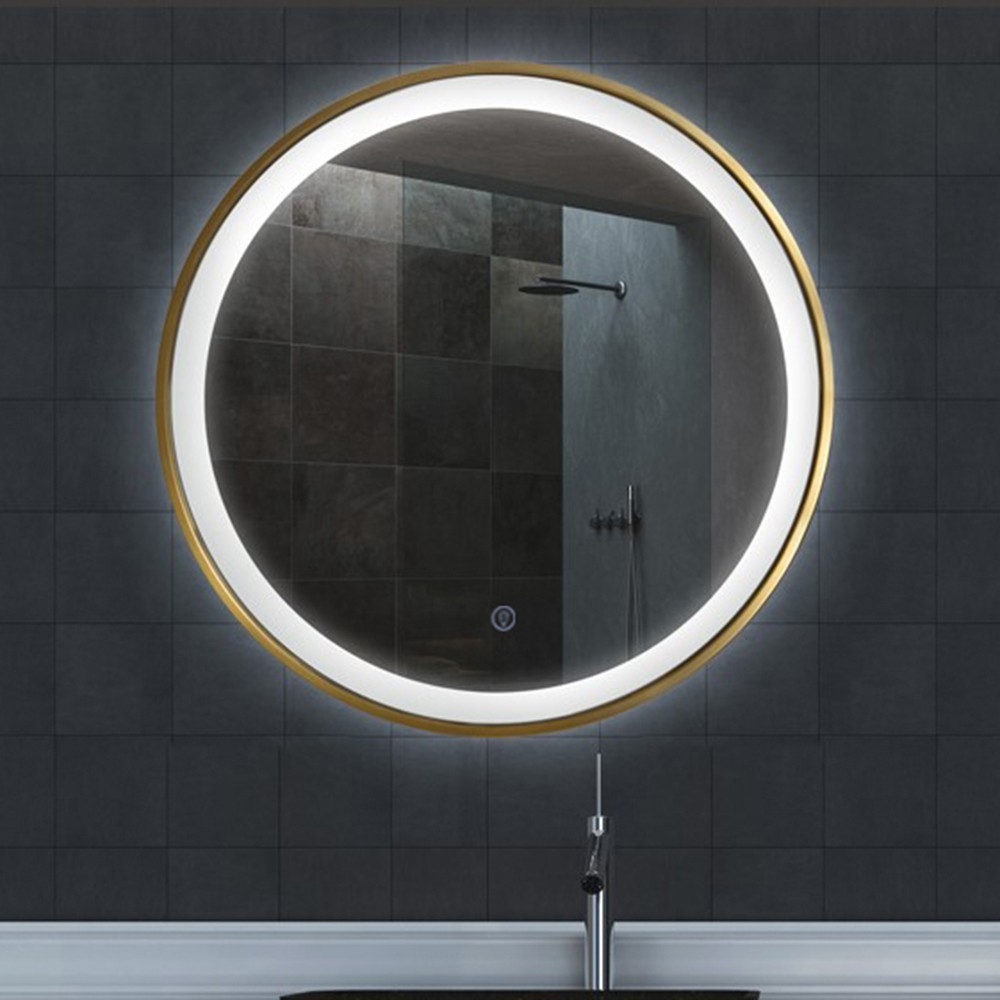 【H&R安室家】 60cm里昂 智能LED發光觸控圓型燈鏡(掛鏡/浴鏡/化妝鏡/鏡子) ZA0201(2色任選), , large