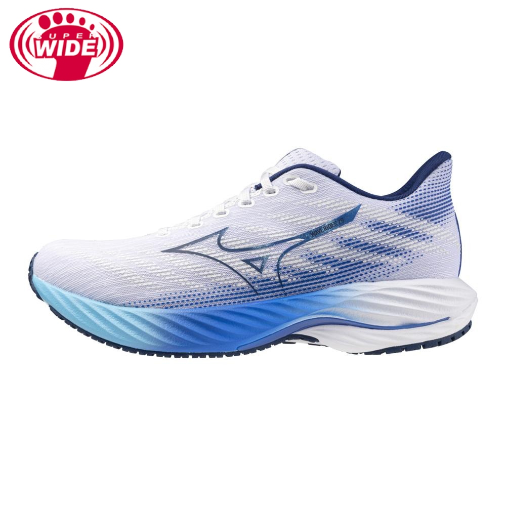 MIZUNO WAVE RIDER 28 男慢跑鞋 超寬楦 運動鞋 白藍 J1GC240401 【樂買網】
