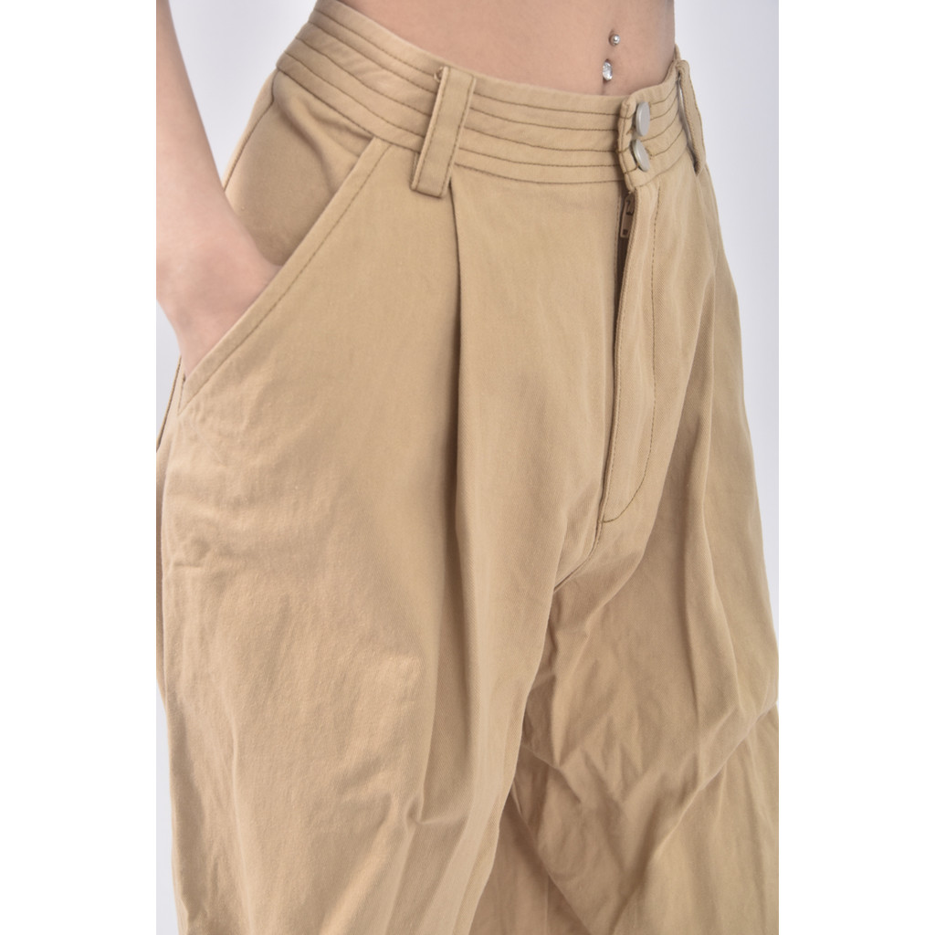 (L) mini matters高腰丹寧牛仔質感棕色長褲二手衣, , large