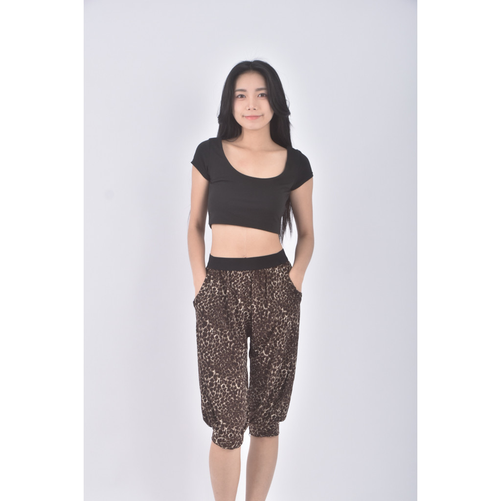 (S) 高腰豹紋棕色長褲二手衣, , large