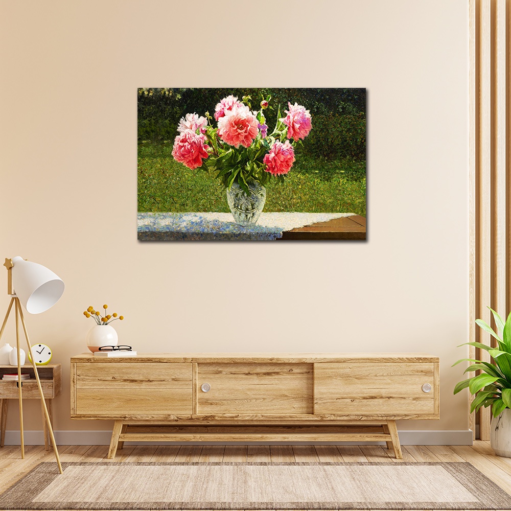 【御畫房】牡丹花 國家一級畫師手繪油畫60×90cm(VF-19), , large