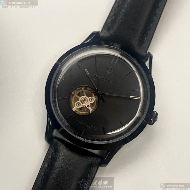 [星晴錶業]MASERATI手錶,42mm,R8821133001黑色錶面黑錶殼深黑色真皮皮革錶帶款, , large
