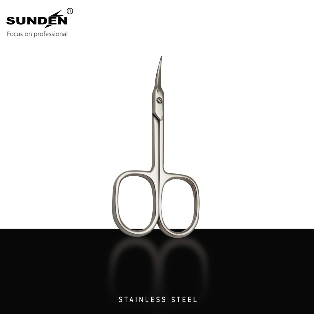 Manicure Scissors Cuticle Multipurpose - Stainless Steel Beauty Scissors for Nail, Eyebrow, Eyelash, Dry Skin Trimming, and Foot Care Curved Blade with Ergonomic Handle, SUNDEN SD2243, , large