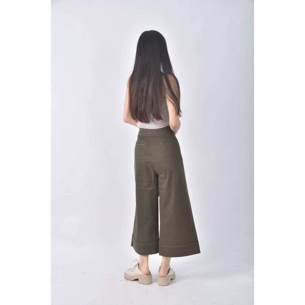 (4XL（含）以上) sprit高腰寬版綠色長褲二手衣, , large