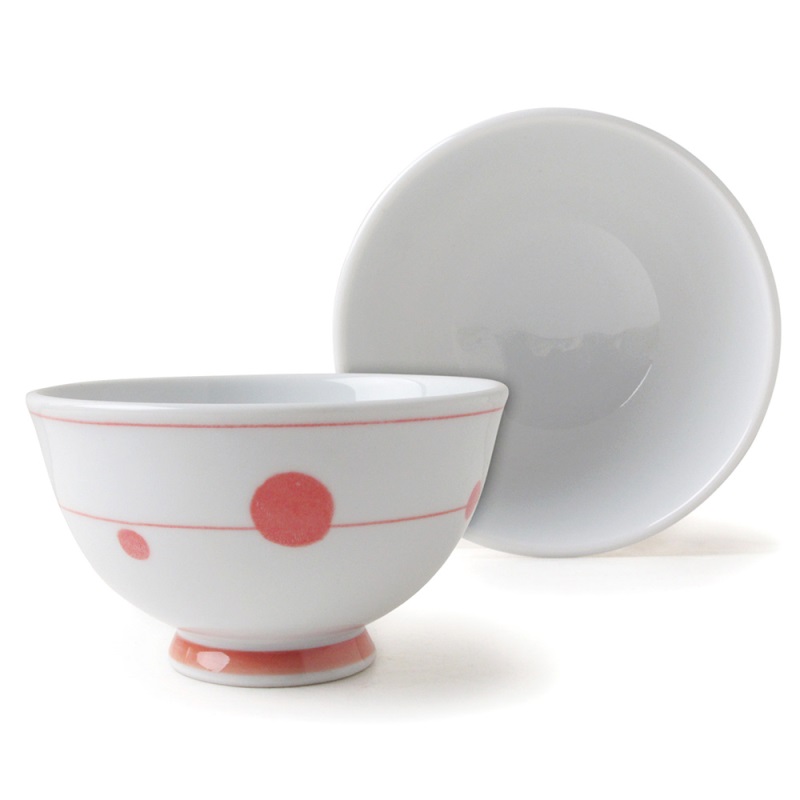 [豐名日本餐具] 4.0"輕量飯碗 線水玉 赤色 有田燒 / C04RB0-337