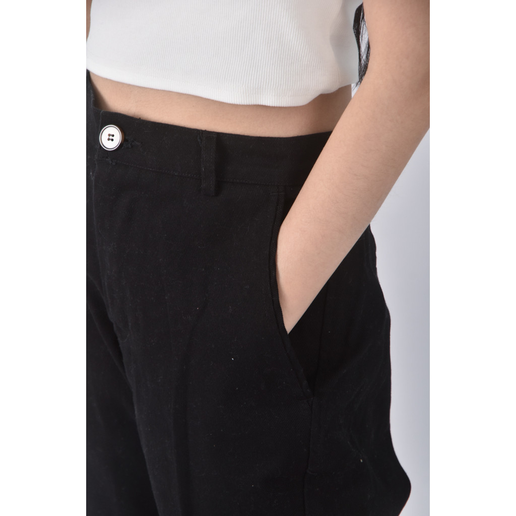 (4XL（含）以上) good logo高腰丹寧牛仔質感素面黑色長褲二手衣, , large