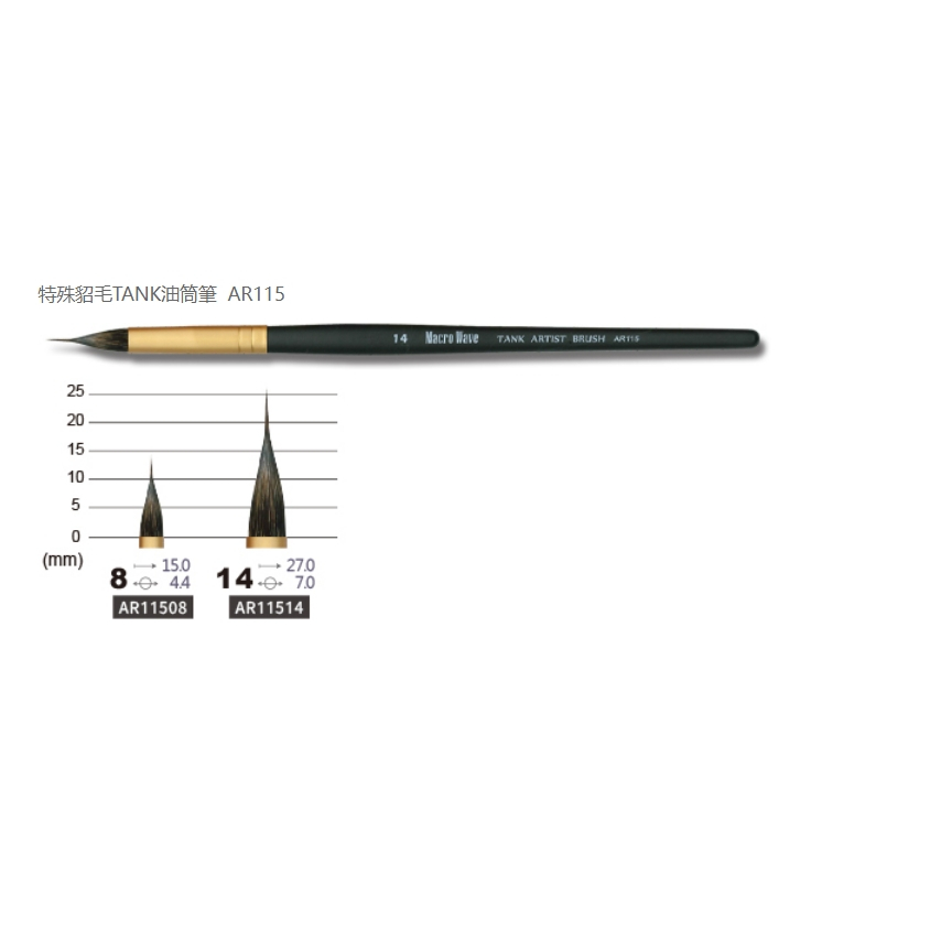 普思AP 馬可威特殊貂毛TANK油筒筆(圓)(AR11508), , large