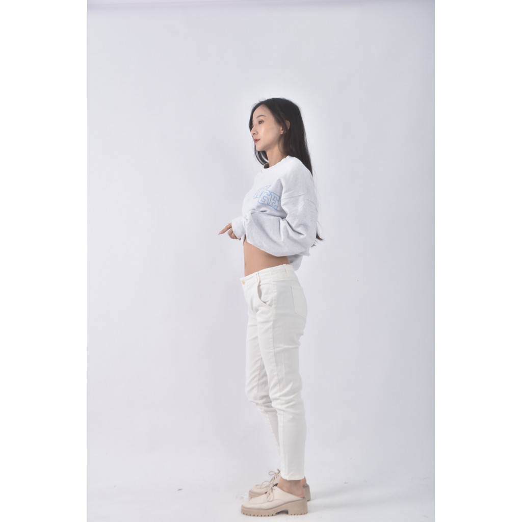 (L) 8gram韓牌簡約白色長褲二手衣, , large