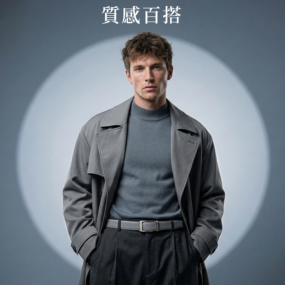 Green Golf 高爾夫自動扣皮帶 腰帶 真皮十字紋 台灣手工打磨帶扣 澳洲鋅合金, , large