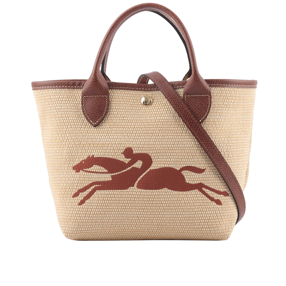LONGCHAMP S號 LE PANIER PLIAGE 草編二用包/棕色, , large
