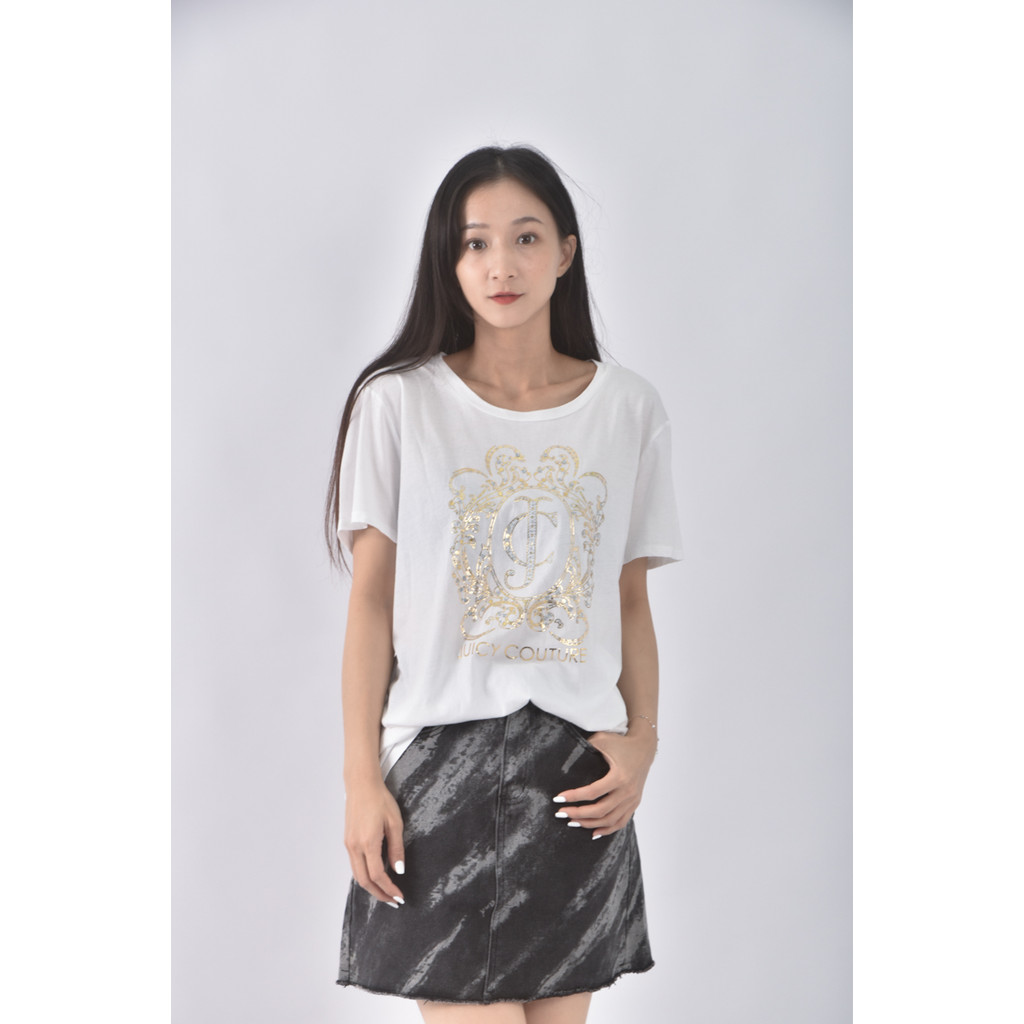 (XL) juicy couture棉質純棉白色短袖上衣二手衣, , large