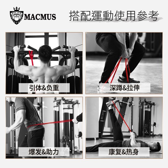 【MACMUS】健身彈力帶｜阻力帶｜乳膠拉力帶｜彈力繩｜拉力圈｜拉力繩｜健身瑜伽彼拉提斯帶｜訓練拉力帶｜15-85磅, , large