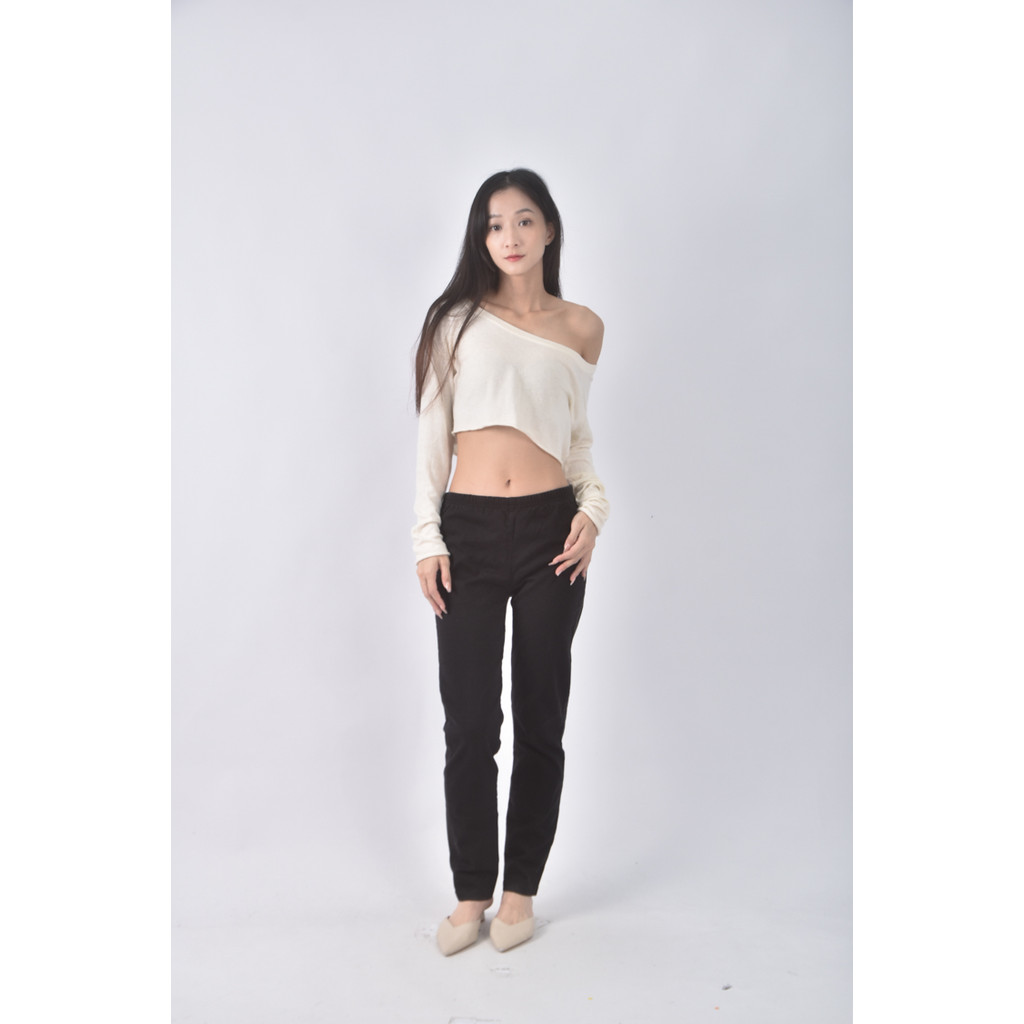 (2XL) lativ棉質直筒黑色長褲二手衣, , large