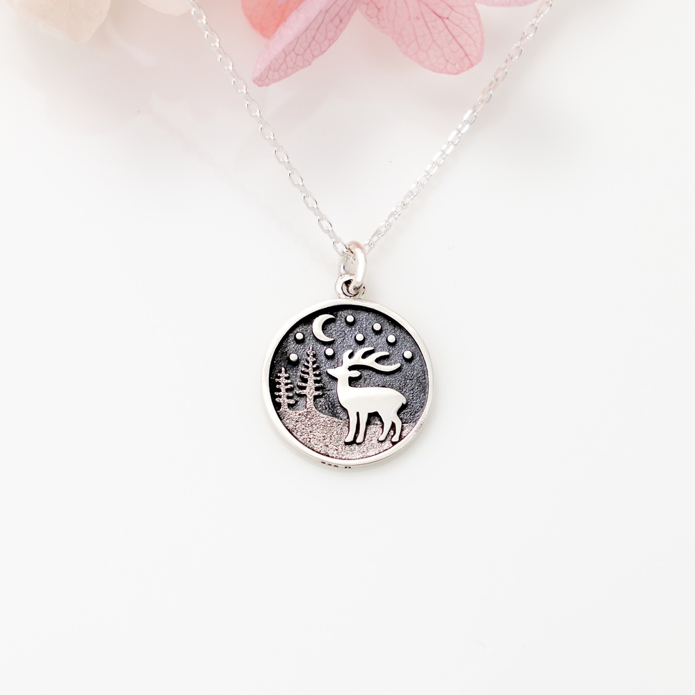 【Angel & Me】墾丁 梅花鹿 森林之夜 s925 純銀項鍊 生日禮物