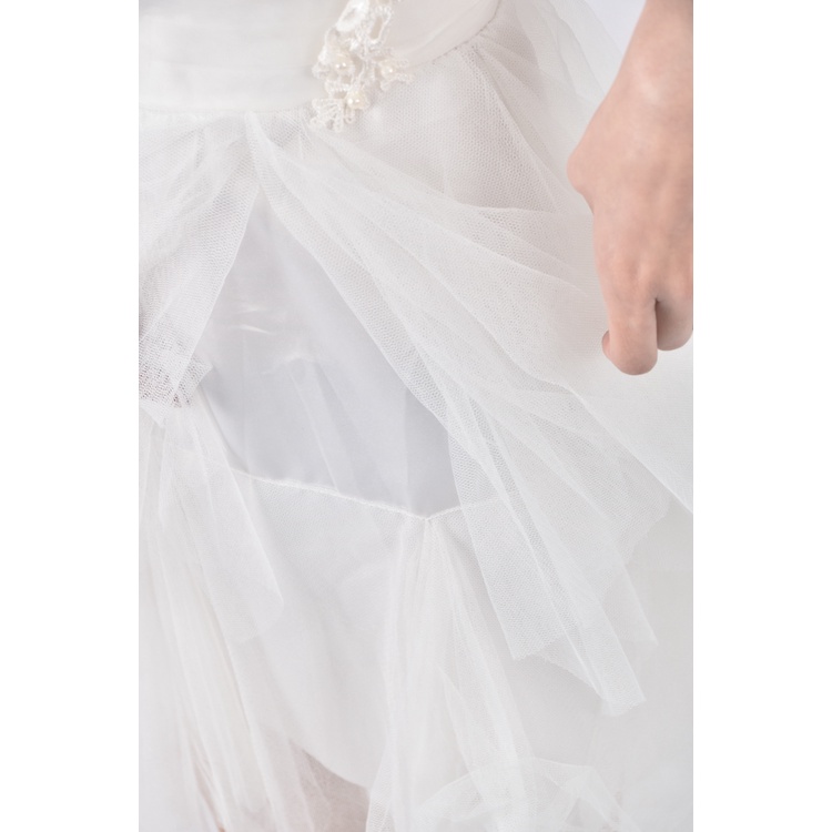 (S) 禮服露肩白色洋裝二手衣, , large