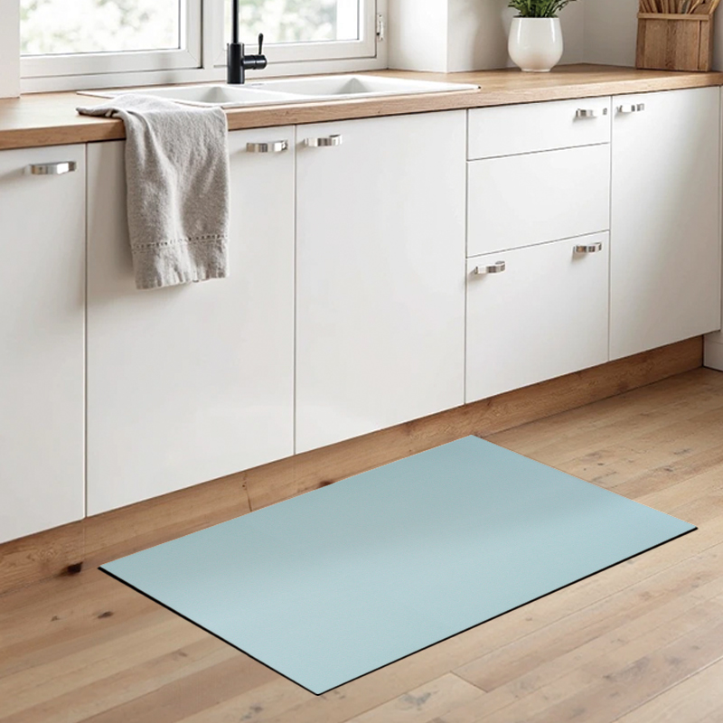 【Monster】 QQ Extra-Thick Oil-Resistant & Anti-Stain Kitchen Mat (80x50cm) – Misty Blue, , large