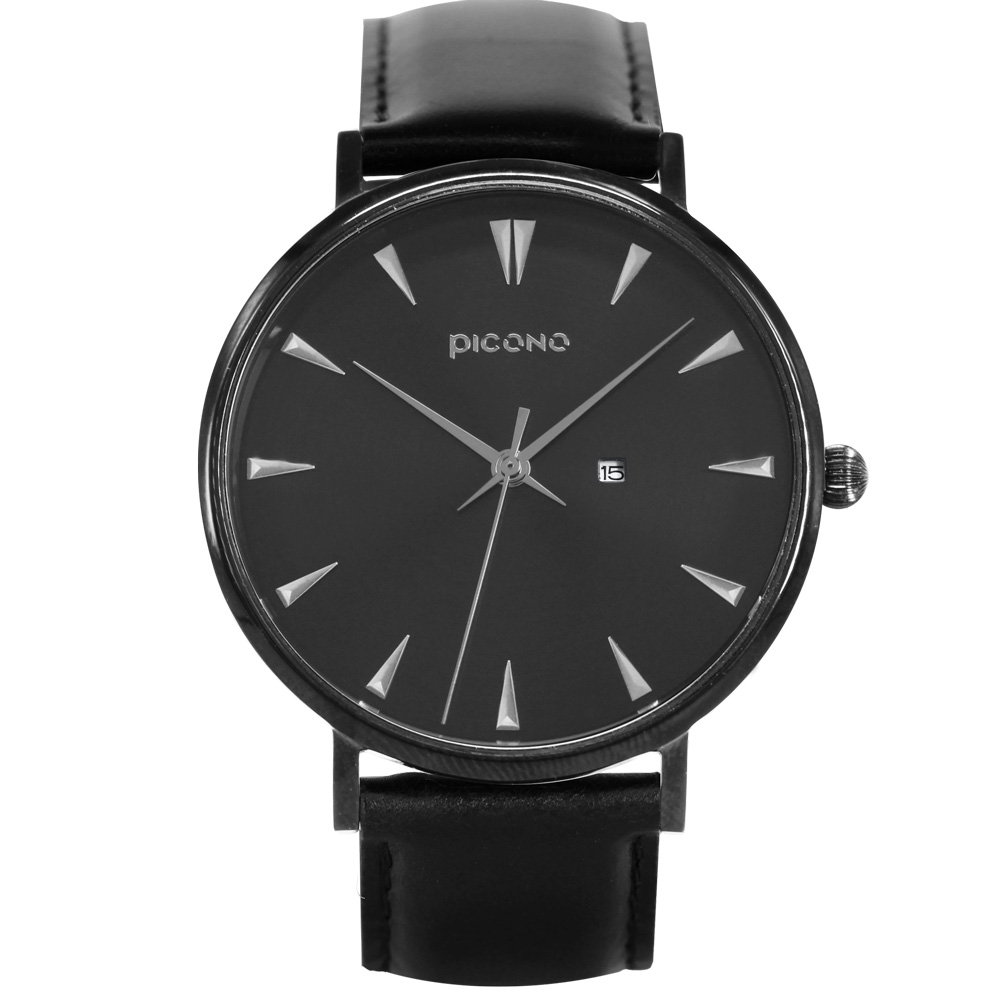 【PICONO】Te amo collection black leather strap couple watch-Men / JE-12101, , large