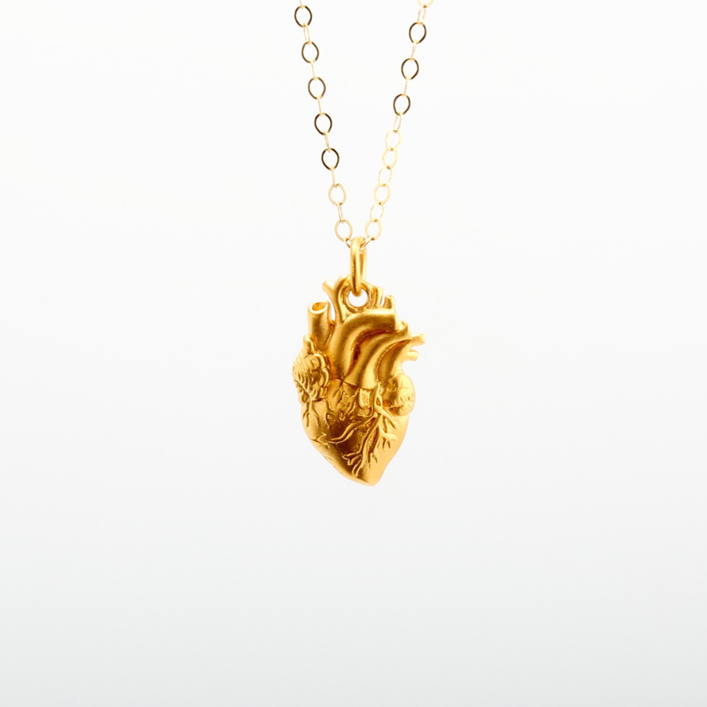 【Angel & Me】Heart s925 sterling silver 24k gold plated necklace gift, , large