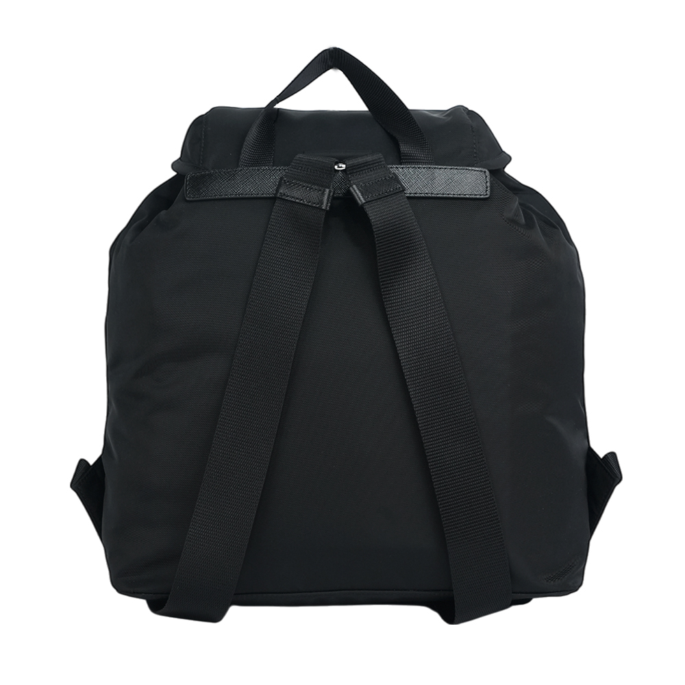 PRADA 三角牌Logo 尼龍雙口袋後背包/黑色, , large