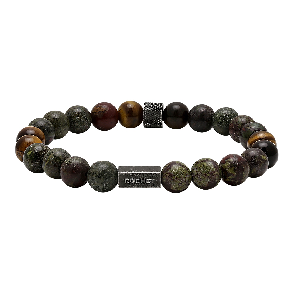【快速出貨】法國 ROCHET Zen系列 綠碧玉 虎眼石男士串珠手鍊 HB2808