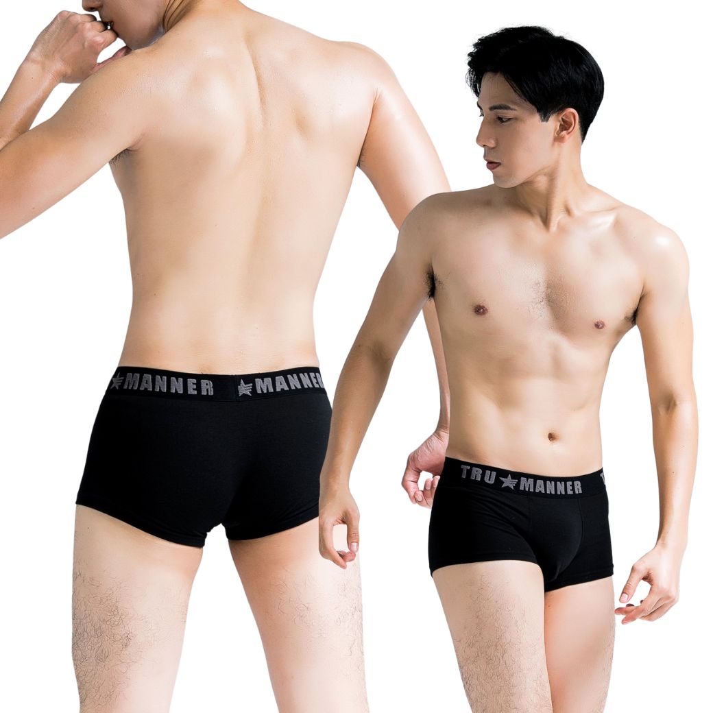 【NEONER】莫代爾男性平口低腰抗菌內褲-黑色, , large