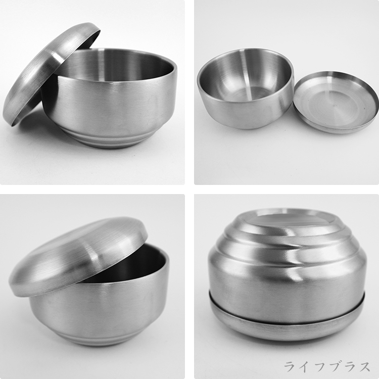 韓式304不鏽鋼雙層碗組-10.5cm-不鏽鋼色-2入, , large