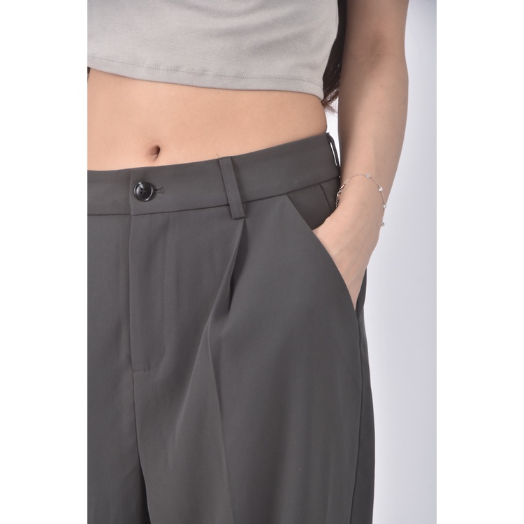 (L) jiuce高腰質感西裝灰色長褲二手衣, , large