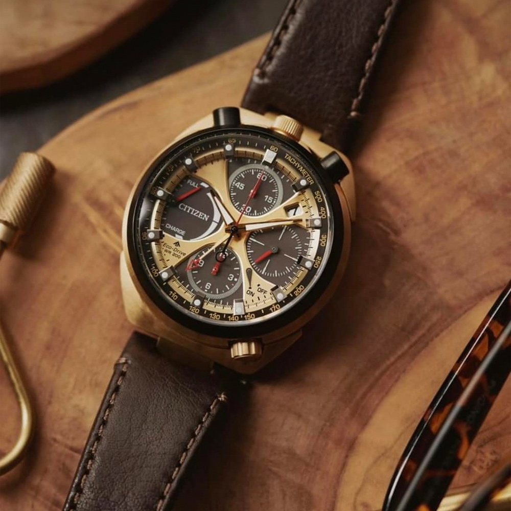 CITIZEN 星辰 Tsuno Chrono 50週年 牛頭錶 光動能計時手錶 AV0072-01X, , large