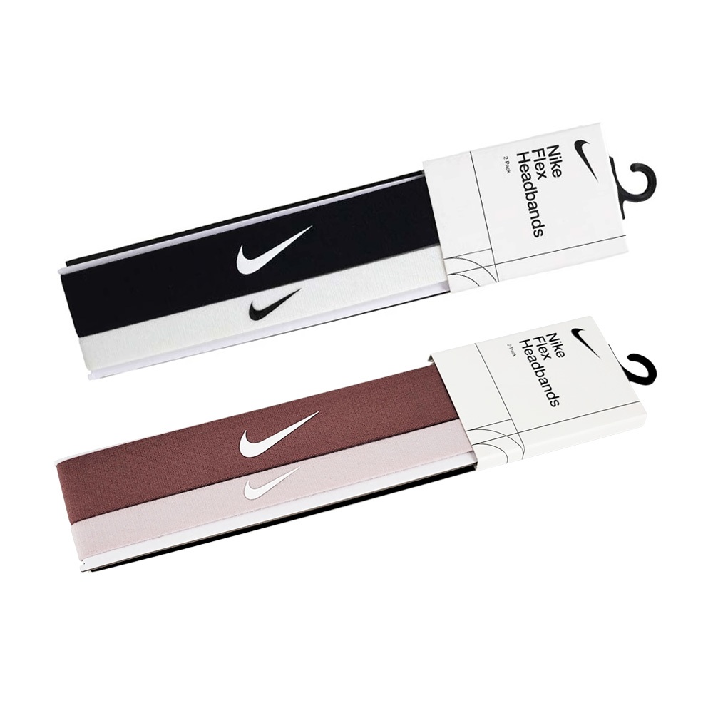 NIKE FLEX 頭帶 2PK 止汗髮帶 健身 訓練 跑步 運動 簡約 素色 伸縮 柔軟 穩定 彈性 舒適 白黑 淺紫, , large