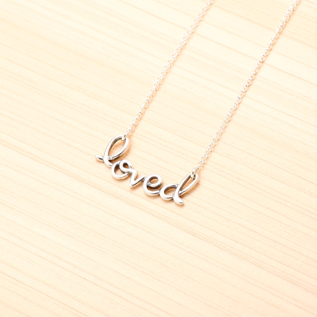【Angel & Me】Letter Loved s925 sterling silver necklace Valentine Day gift, , large