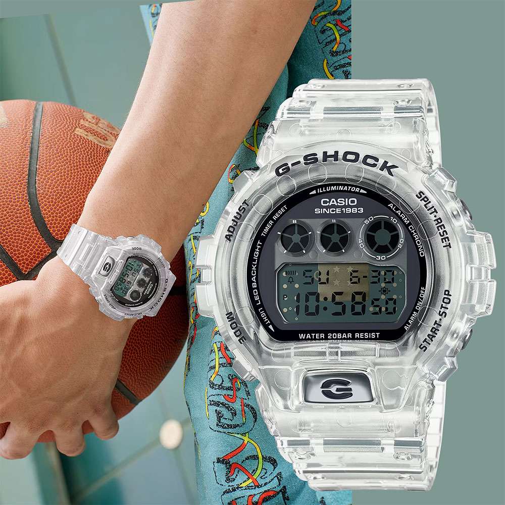 CASIO 卡西歐 G-SHOCK 40周年透明限量版透視機芯手錶 DW-6940RX-7, , large