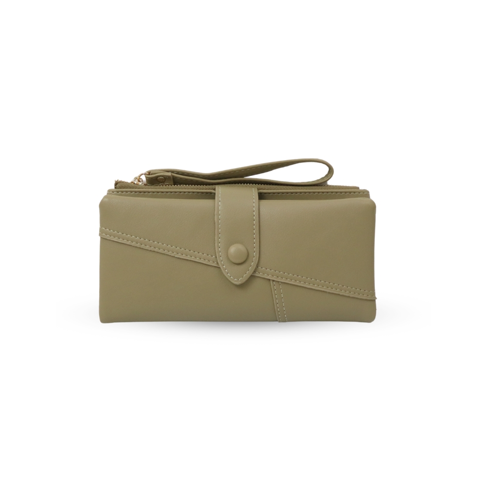 Soir&eacute;e  典雅對折長夾-灰綠 多卡位收納 人氣女用皮夾 女夾鈔票卡片零錢收納包, , large