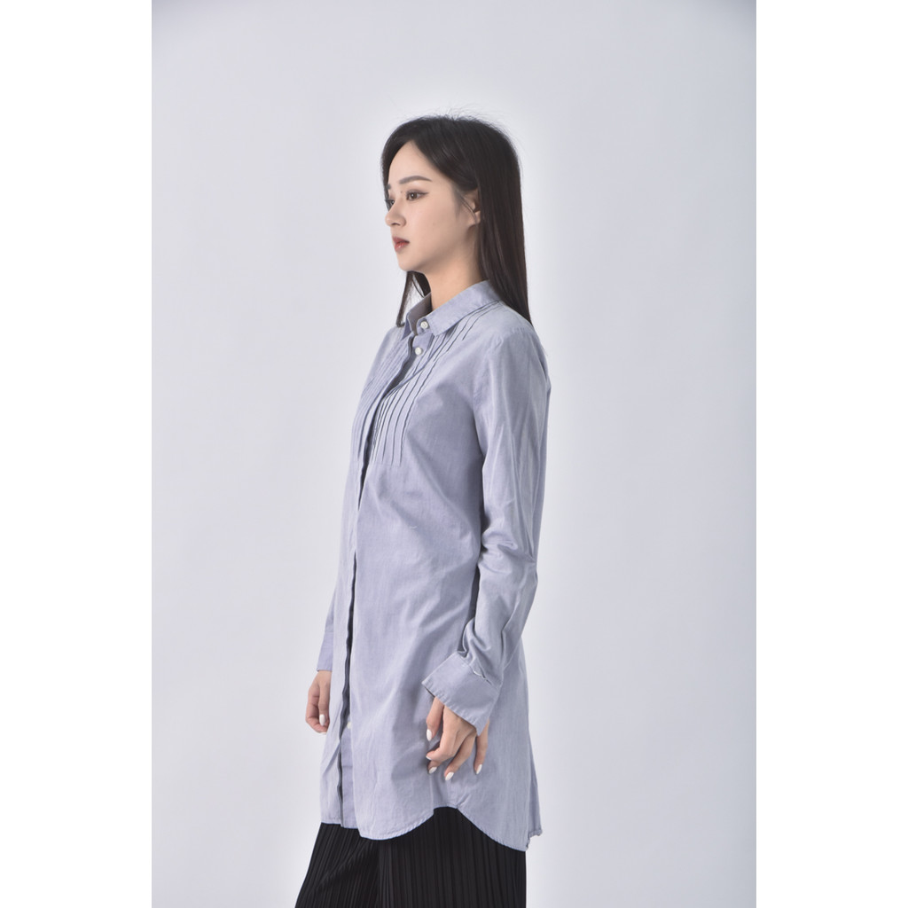 (S) mila owen西裝長版藍色襯衫上衣二手衣, , large