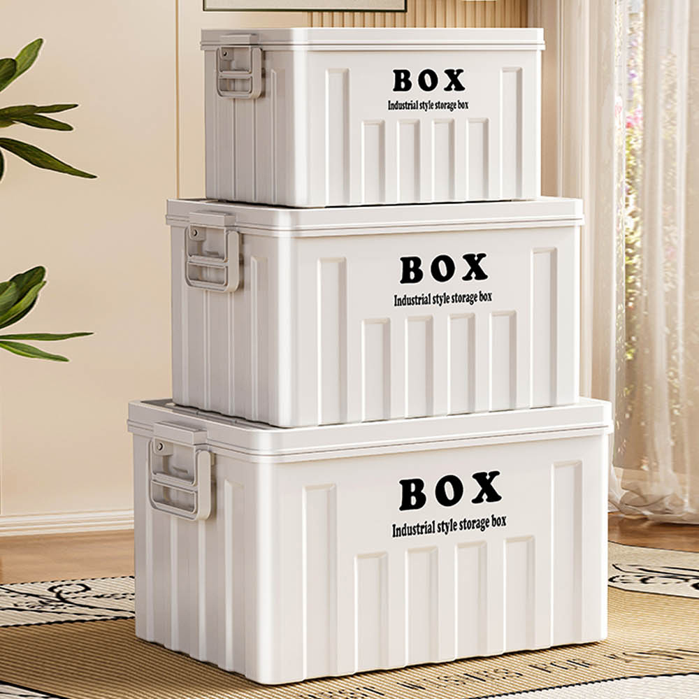 【AOTTO】大容量工業風雙提手收納箱-白色(AL-2202W), , large
