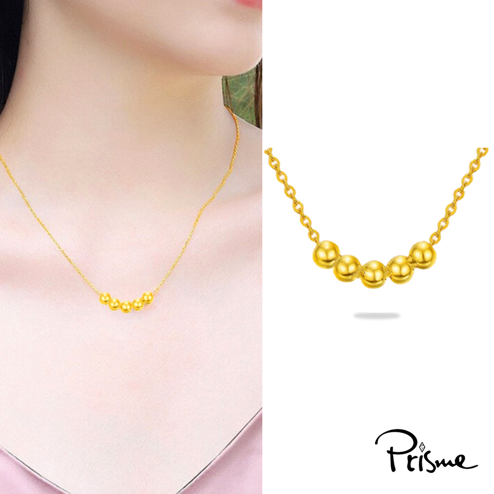 【Prisme Gold】黃金項鍊 五福金珠 鍊墜項鍊 (金重：約0.06錢±0.02), , large