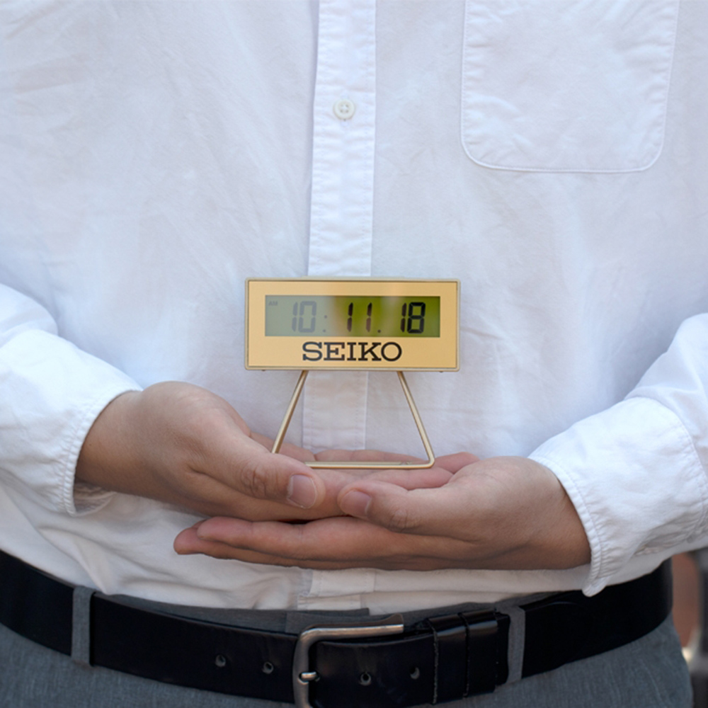 SEIKO 精工 城市路跑電子桌鐘鬧鐘-金色 日系 推薦(QHL062G), , large