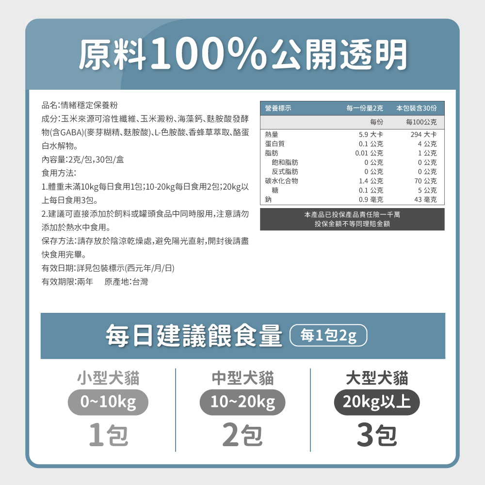 【毛孩時代】情緒穩定保養粉 貓狗保健食品/貓狗情緒保健品/寵物保健(2盒/60入), , large