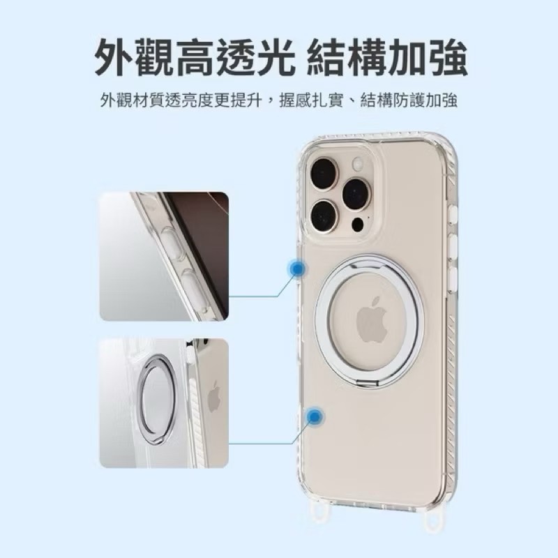 High-transparency magnetic rotating bracket anti-fall protective case with lanyard set, , large