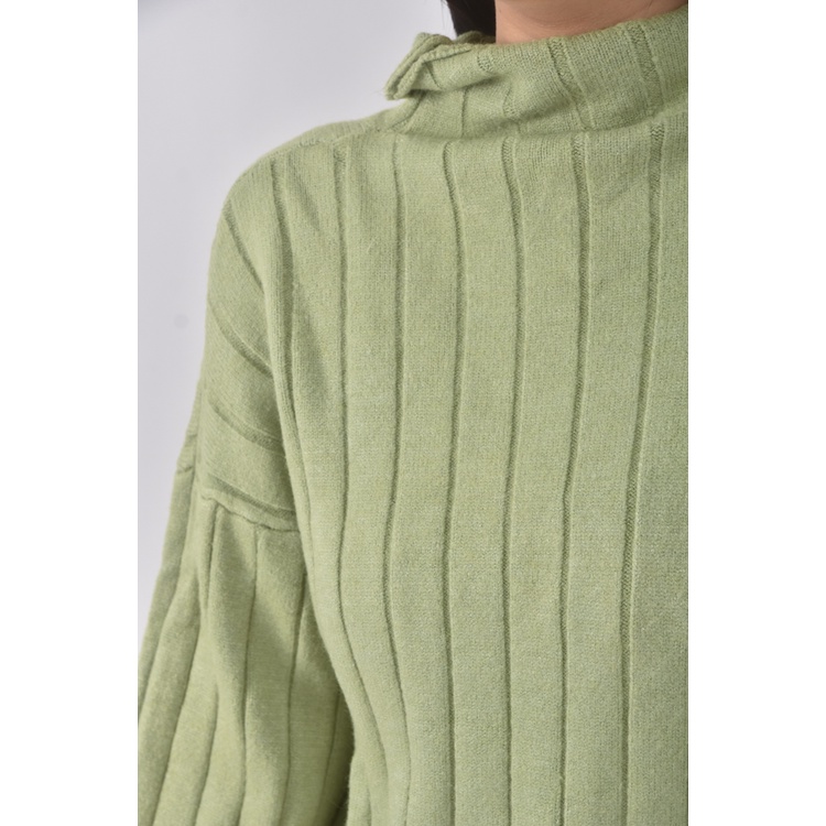 (F) 【依庭私服】質感坑紋綠色長袖上衣二手衣, , large