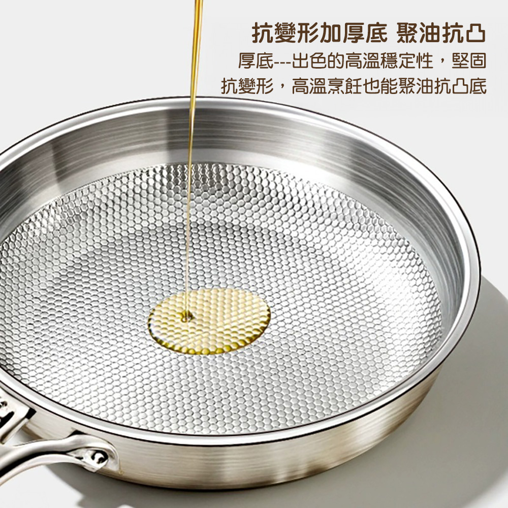 【CITY STAR】28cm uncoated honeycomb frying pan made of titanium 316 stainless steel, , large
