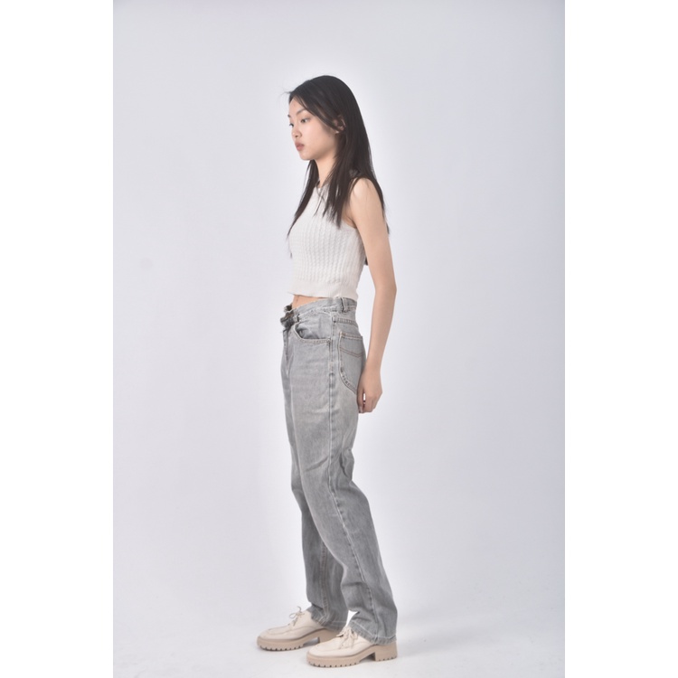 (2XL) hang ten高腰丹寧牛仔質感灰色長褲二手衣, , large