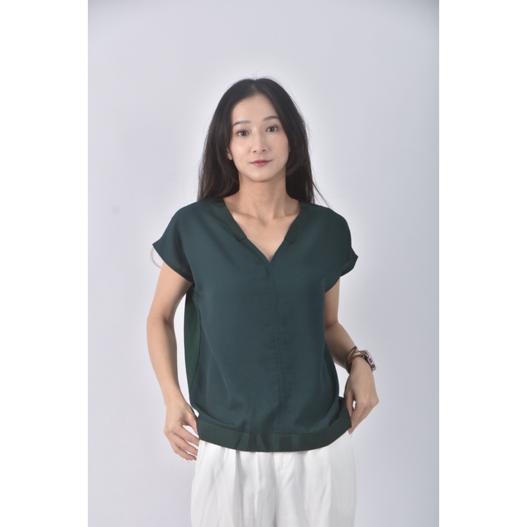 (S) mentor韓牌質感綠色短袖上衣二手衣