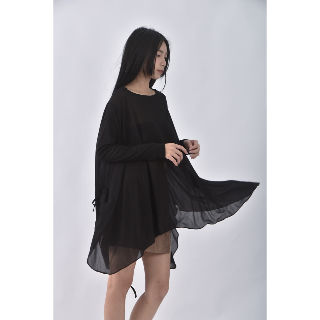(XL) starmimi透紗黑色長袖上衣二手衣, , large