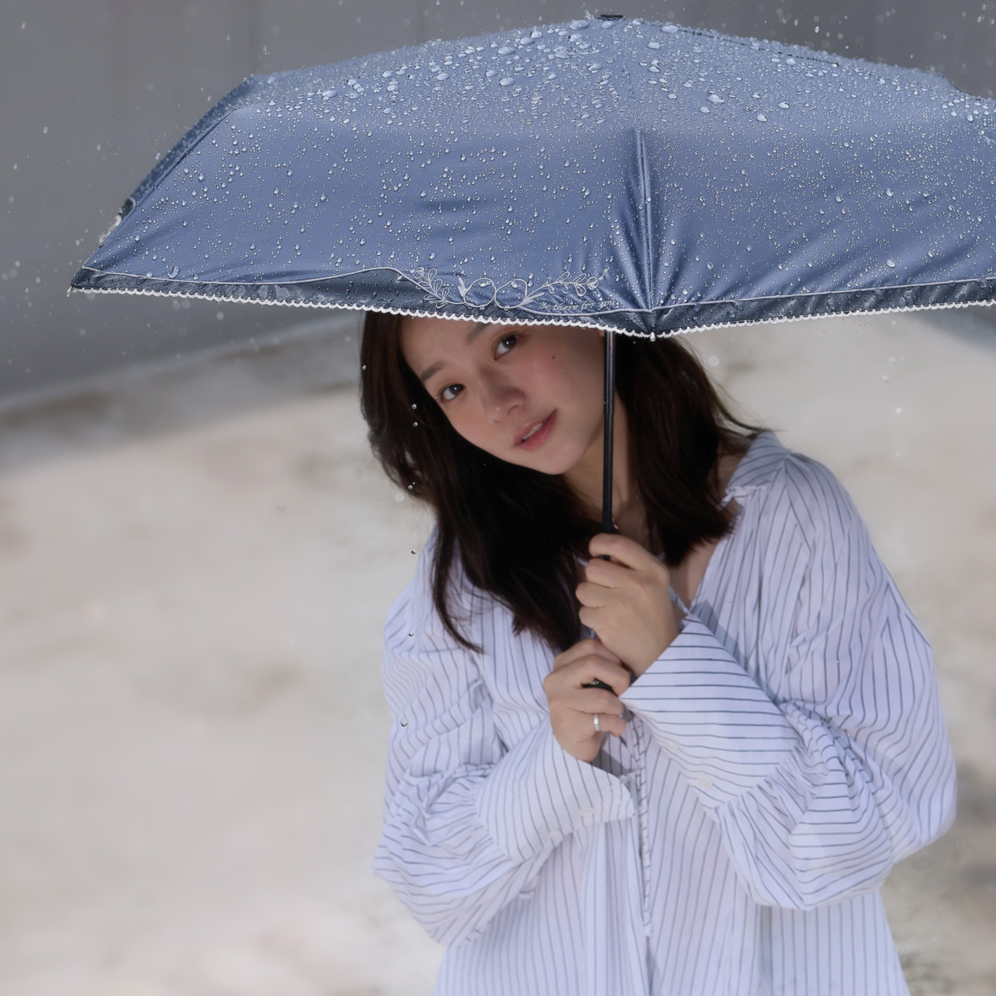 【rento】 防曬黑膠拼接迷你傘-刺繡山雀, , large