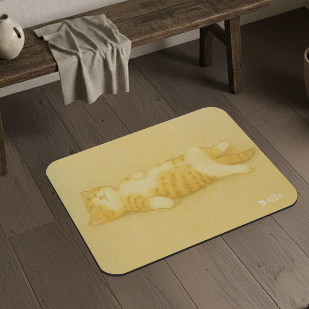 【Monster】 Soft Diatomaceous Earth Absorbent Mat &ndash; Sleepy Flop Cat Series (60x40cm) &ndash; Instant Snooze Cat, , large