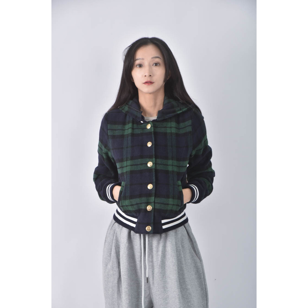 (S) k sport格紋綠色外套二手衣, , large