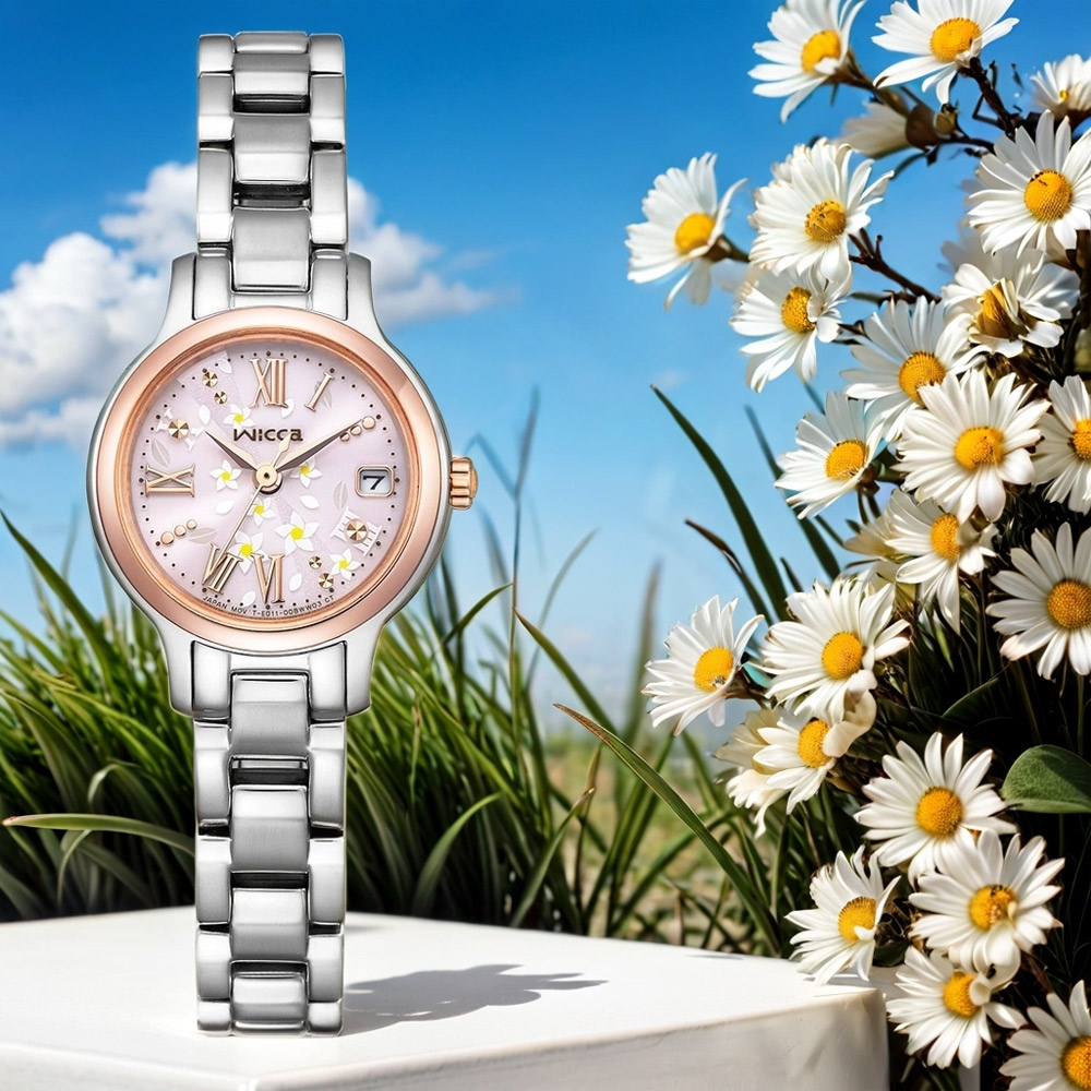 CITIZEN 星辰 Wicca 台灣限定款 茉莉花太陽能女錶 送禮首選-24mm KH4-939-93, , large