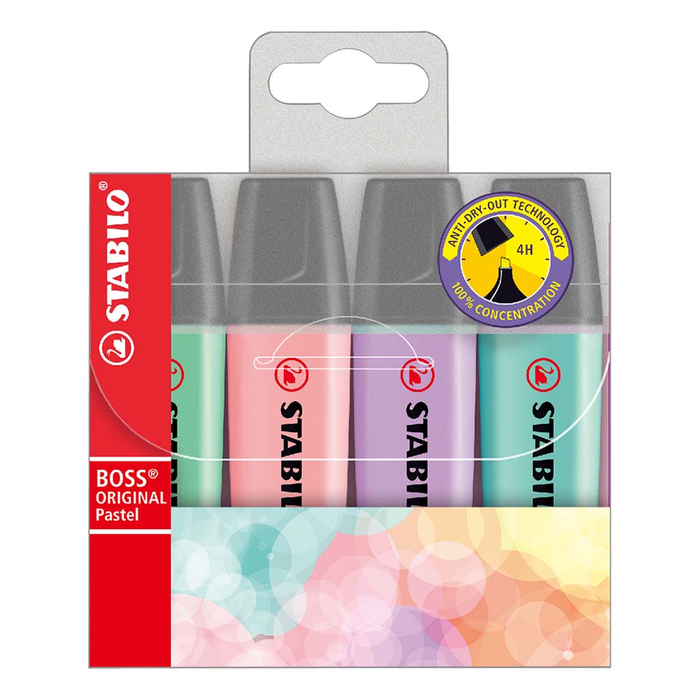 STABILO 德國 思筆樂 BOSS ORIGINAL Pastel 波士馬卡龍色經典螢光筆 4色組 /盒 ST70/4-2, , large